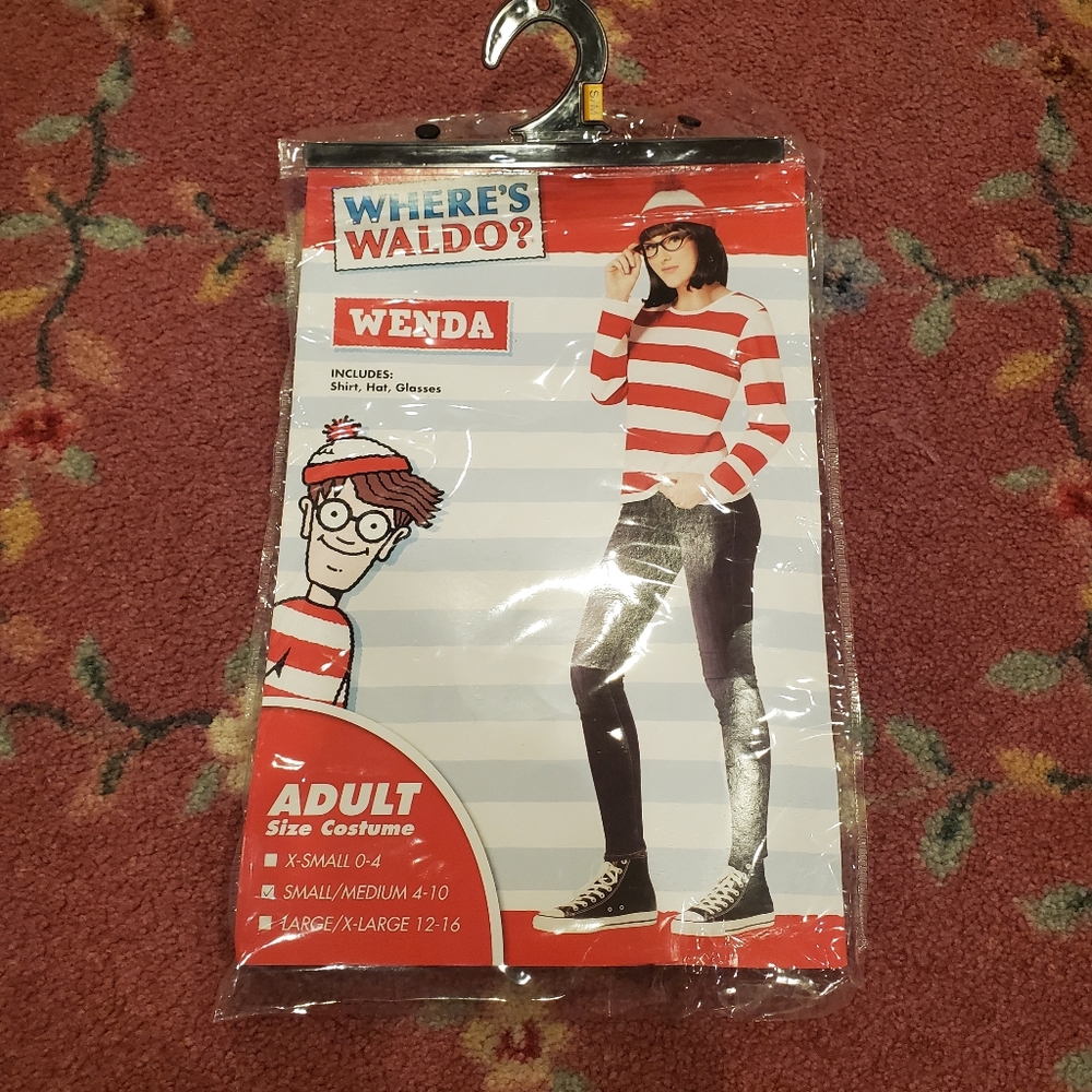Spirit Halloween Wheres Waldo Wenda Womens Costume SM 4-10 Cosplay Dress Up